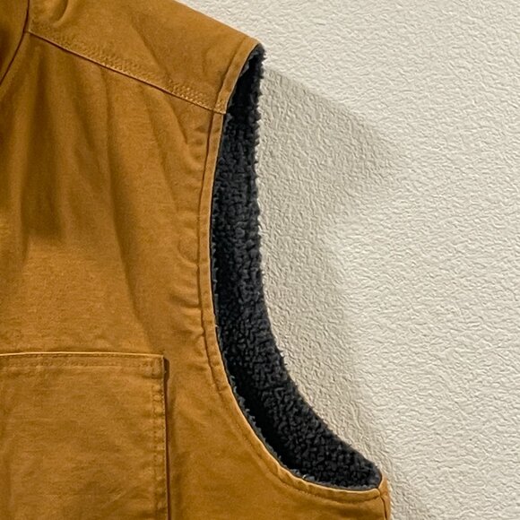 HAWX Men's Khaki Canvas Faux Sherpa Lined Work Vest, Light Brown/Tan - 2XL - Picture 5 of 16